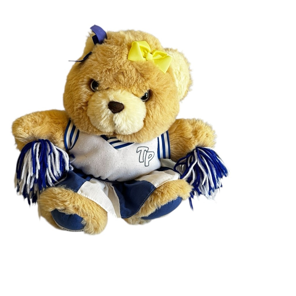 VINTAGE TEDDY PRECIOUS BEAR CHEERLEADER STUFFED PLUSH TOY